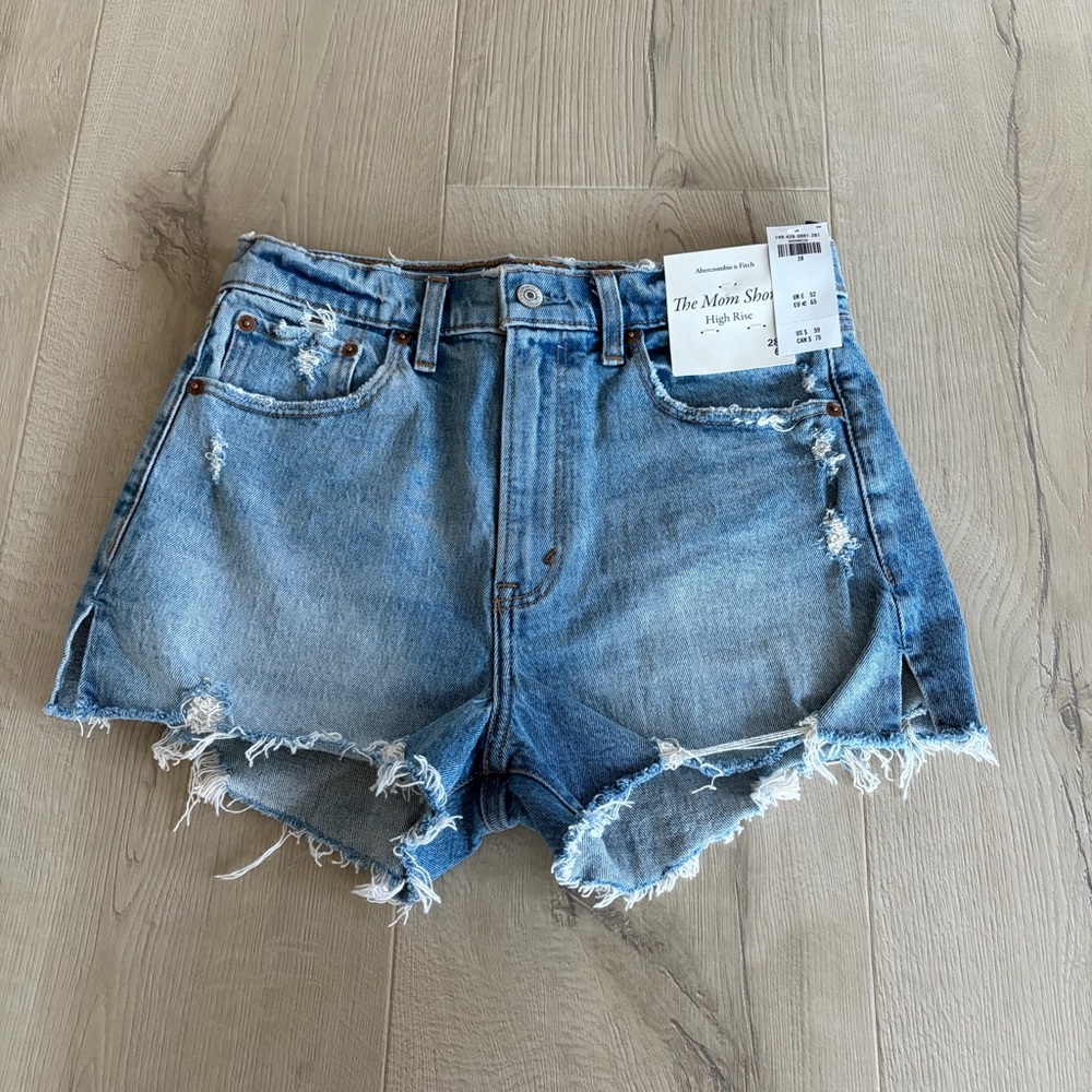 Abercrombie & Fitch Blue Distressed Jean Shorts